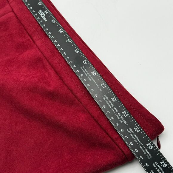 Loft | NWT Women's 26 Plus‎ Soft Faux Suede Burgundy Red Side Zip Trousers Pants - Picture 8 of 10